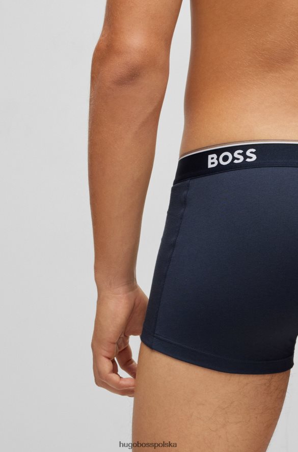 Hugo Boss hugo trzypak spodni ze stretchem bawełnianych z paskiem z logo w kolorze ciemnoniebieskim ciemny niebieski R0X0H62122