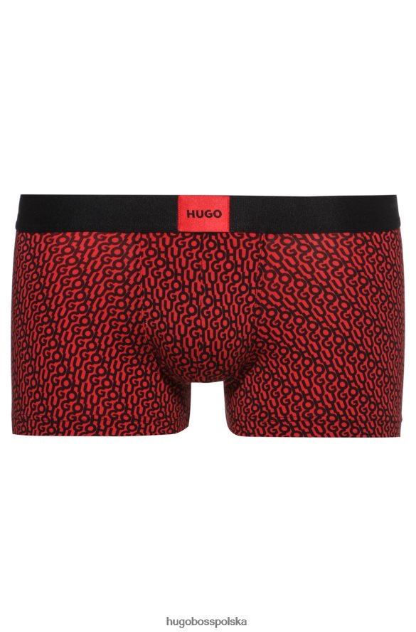 Hugo Boss jasnoczerwone spodenki z elastycznej bawełny z powtarzającym się motywem logo hugo jasnoczerwony R0X0H64315