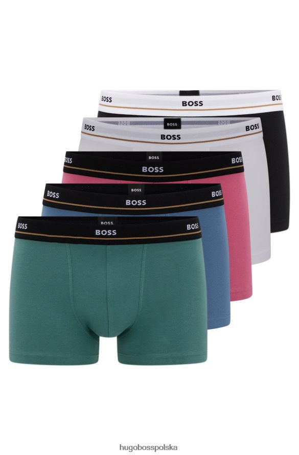 Hugo Boss pięciopak bokserek z elastycznej bawełny z paskami z logo Hugo wzorzyste R0X0H61327