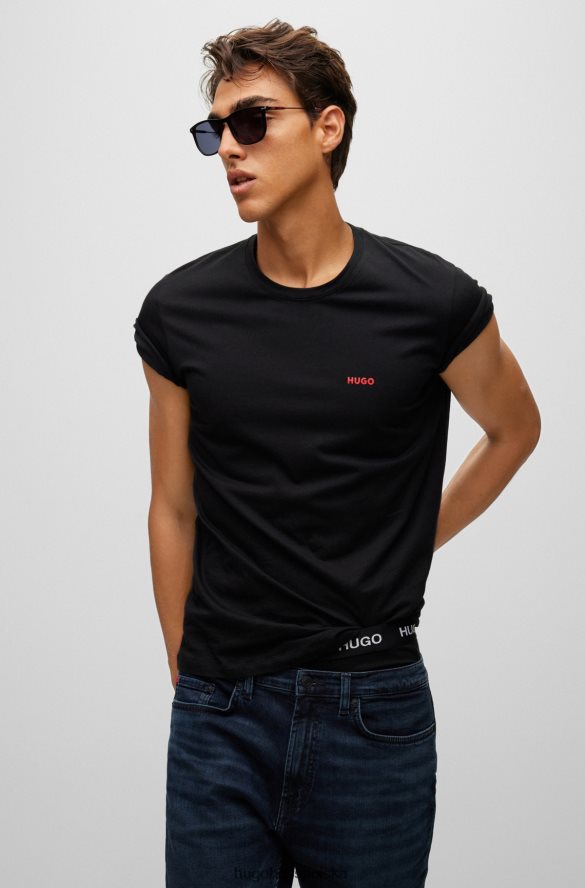 Hugo Boss trójpak bielizny-t-shirtów z czerwonym logo i nadrukiem w kolorze czarnym hugo czarny R0X0H61039