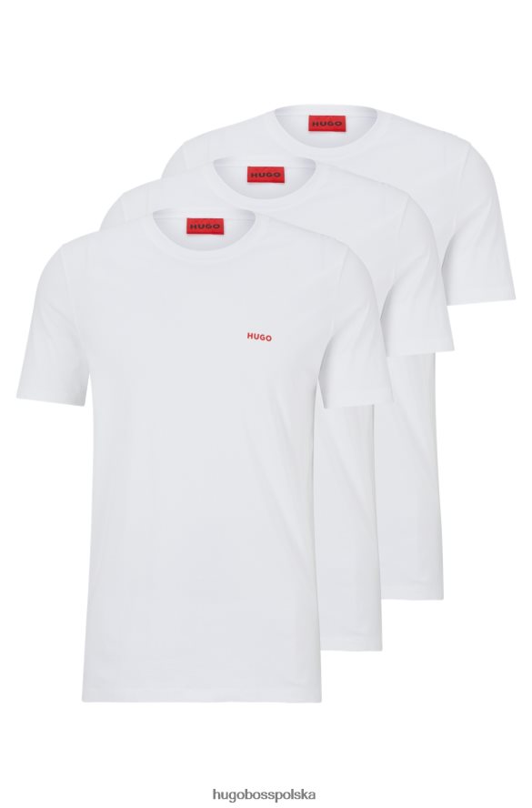 Hugo Boss trójpak bielizny-t-shirtów z nadrukiem czerwonego logo Hugo White biały R0X0H61041