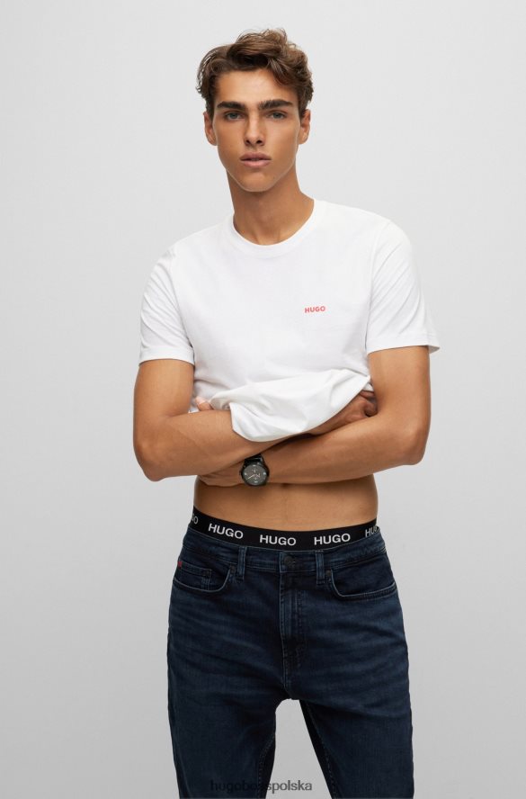 Hugo Boss trójpak bielizny-t-shirtów z nadrukiem czerwonego logo Hugo White biały R0X0H61041