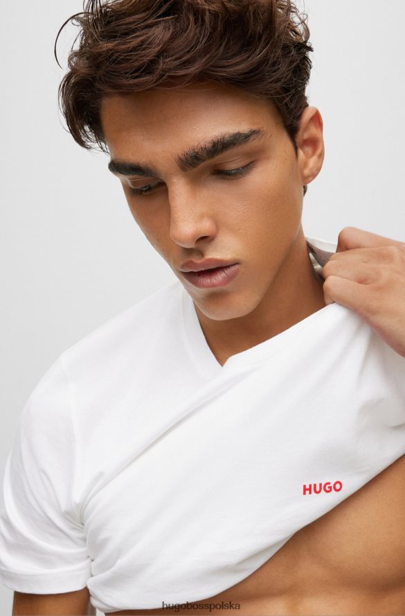 Hugo Boss trójpak bielizny-t-shirtów z nadrukiem czerwonego logo Hugo White biały R0X0H61041