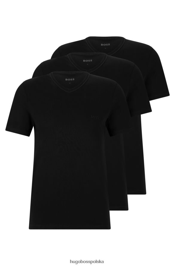 Hugo Boss trzypak T-shirtów z dekoltem w kształcie litery V, z bawełnianego dżerseju Hugo w kolorze czarnym czarny R0X0H62299