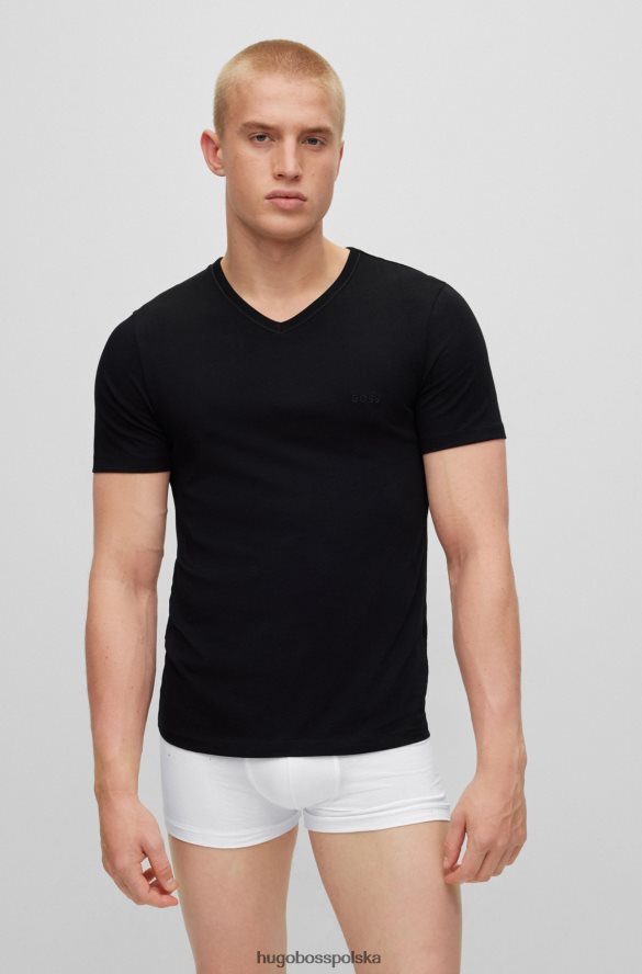 Hugo Boss trzypak T-shirtów z dekoltem w kształcie litery V, z bawełnianego dżerseju Hugo w kolorze czarnym czarny R0X0H62299