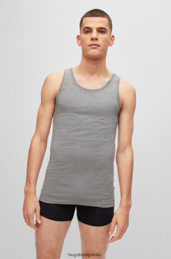 Hugo Boss trzypak bawełnianych podkoszulek bieliźnianych z haftowanym logo hugo w kolorze białym biały/szary/czarny R0X0H62560