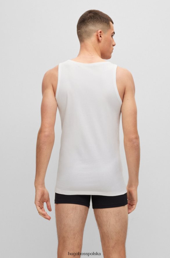 Hugo Boss trzypak bawełnianych podkoszulek bieliźnianych z haftowanym logo hugo w kolorze białym biały/szary/czarny R0X0H62560