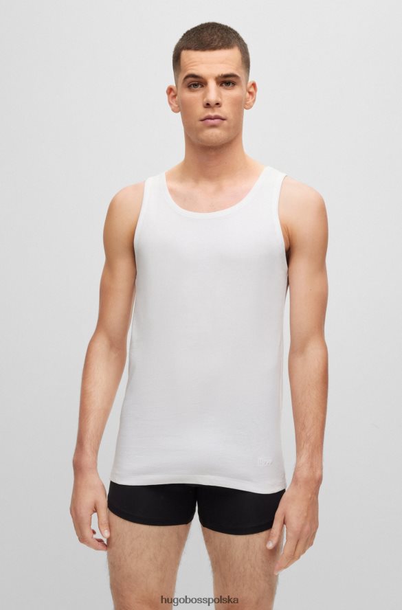 Hugo Boss trzypak bawełnianych podkoszulek bieliźnianych z haftowanym logo hugo w kolorze białym biały/szary/czarny R0X0H62560