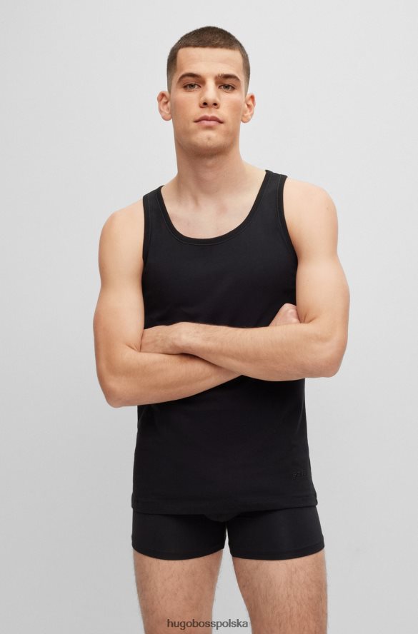 Hugo Boss trzypak bawełnianych podkoszulek bieliźnianych z haftowanym logo hugo w kolorze białym biały/szary/czarny R0X0H62560