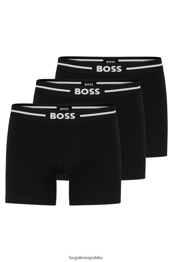 Hugo Boss trzypak bokserek z elastycznej bawełny z logo hugo w kolorze czarnym czarny R0X0H63489