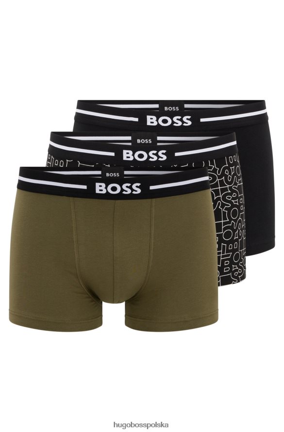 Hugo Boss trzypak bokserek z elastycznej bawełny z paskiem w talii z logo hugo wzorzyste R0X0H61289