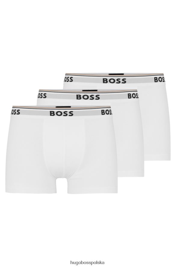 Hugo Boss trzypak bokserek z elastycznej bawełny z paskiem z logo, białe hugo biały R0X0H62117