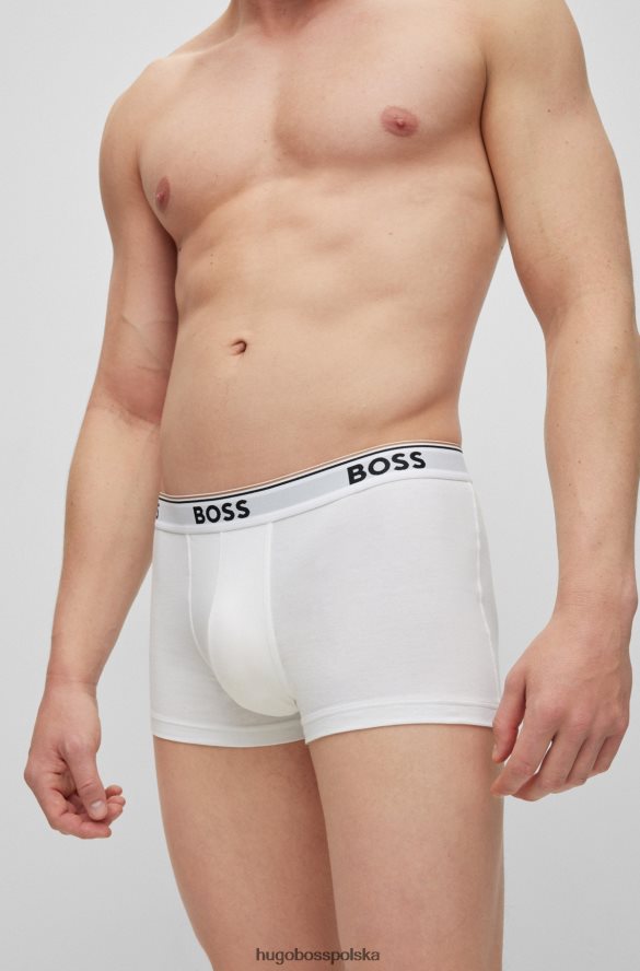 Hugo Boss trzypak bokserek z elastycznej bawełny z paskiem z logo, białe hugo biały R0X0H62117