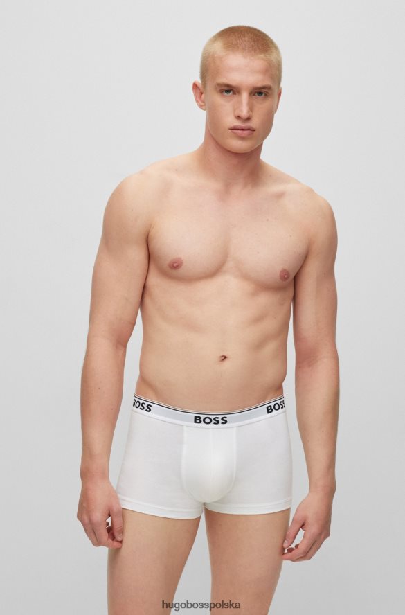 Hugo Boss trzypak bokserek z elastycznej bawełny z paskiem z logo, białe hugo biały R0X0H62117