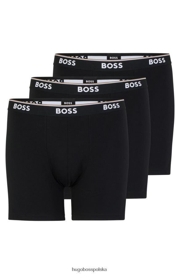 Hugo Boss trzypak bokserek z elastycznej bawełny ze ściągaczem w pasie z logo, czarne hugo czarny R0X0H63311