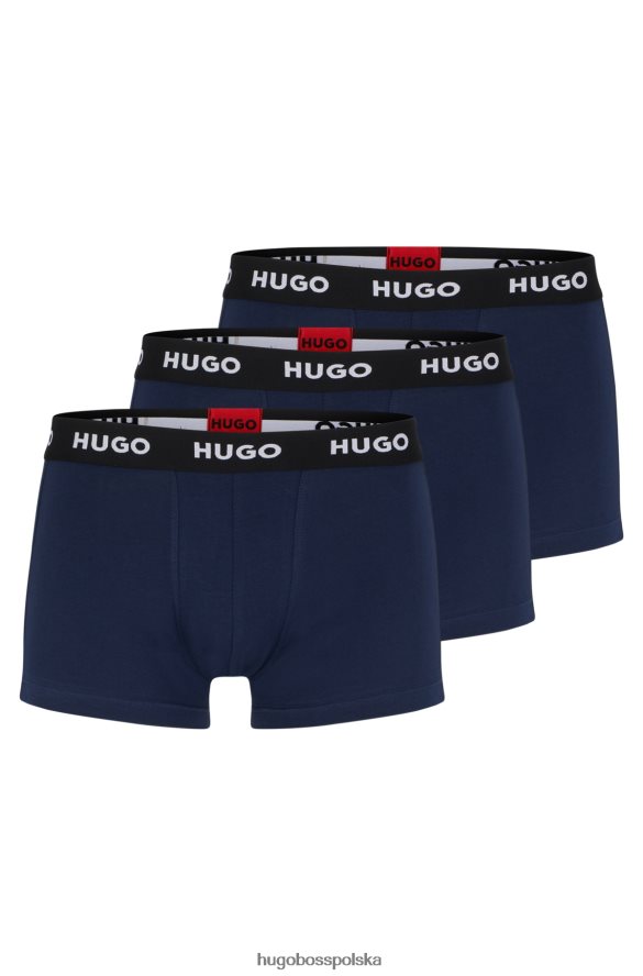 Hugo Boss trzypak bokserek z logo i paskiem w talii, wykonanych z elastycznej bawełny hugo w kolorze ciemnoniebieskim ciemny niebieski R0X0H63162