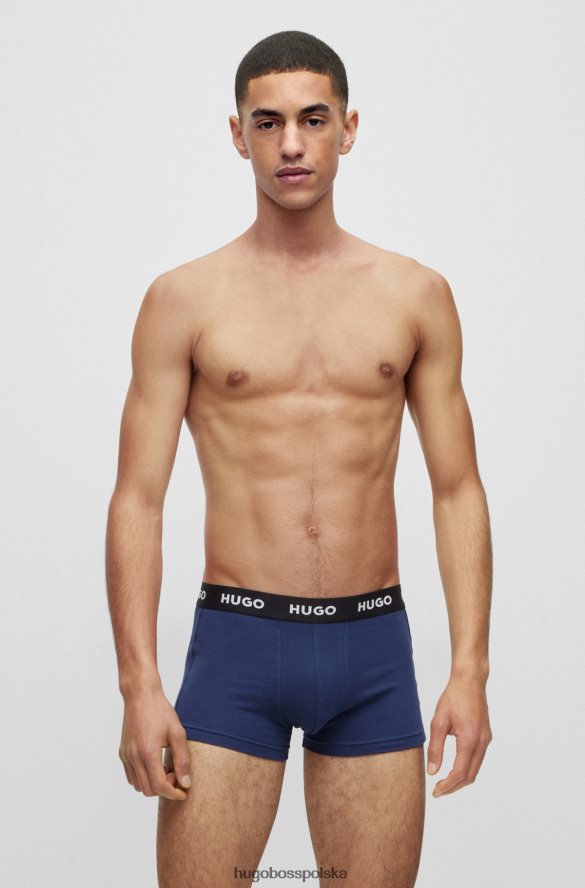 Hugo Boss trzypak bokserek z logo i paskiem w talii, wykonanych z elastycznej bawełny hugo w kolorze ciemnoniebieskim ciemny niebieski R0X0H63162