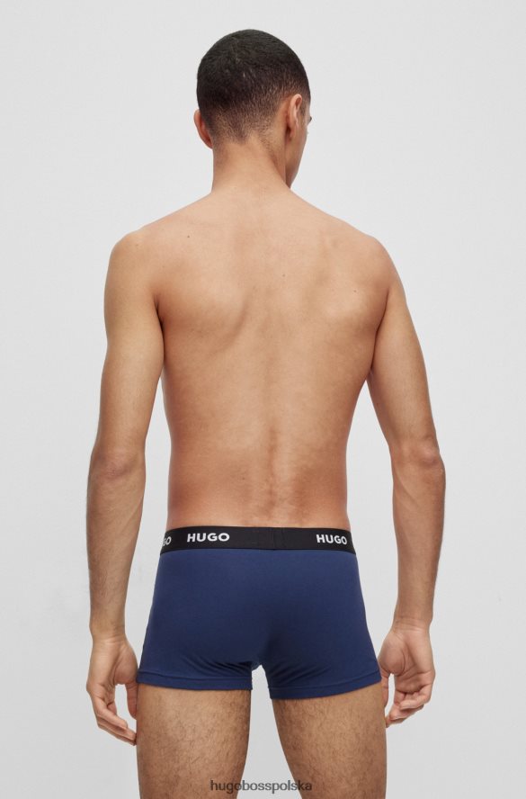 Hugo Boss trzypak bokserek z logo i paskiem w talii, wykonanych z elastycznej bawełny hugo w kolorze ciemnoniebieskim ciemny niebieski R0X0H63162
