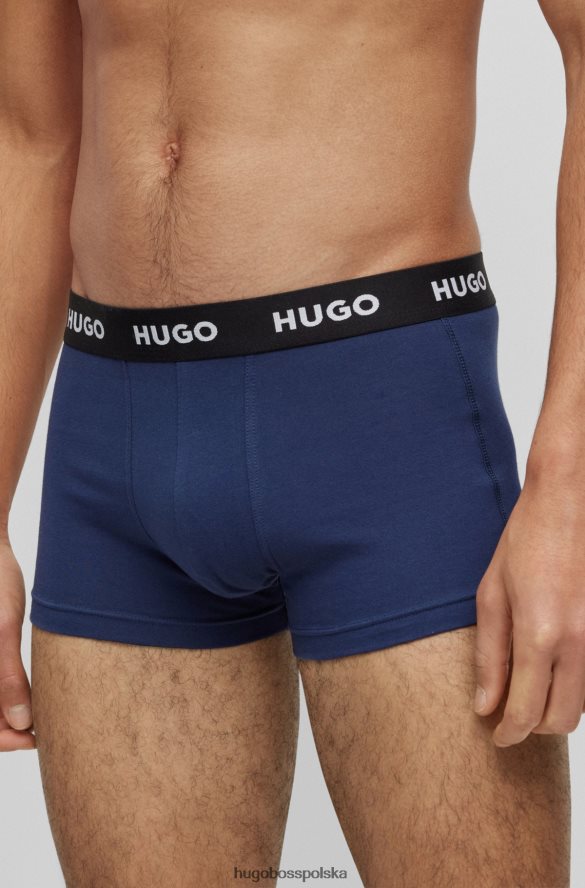 Hugo Boss trzypak bokserek z logo i paskiem w talii, wykonanych z elastycznej bawełny hugo w kolorze ciemnoniebieskim ciemny niebieski R0X0H63162