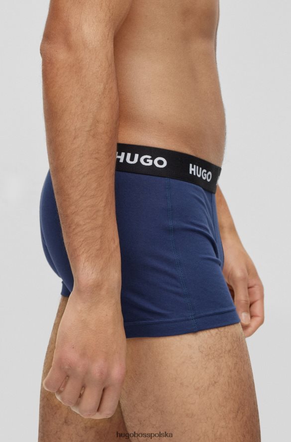 Hugo Boss trzypak bokserek z logo i paskiem w talii, wykonanych z elastycznej bawełny hugo w kolorze ciemnoniebieskim ciemny niebieski R0X0H63162