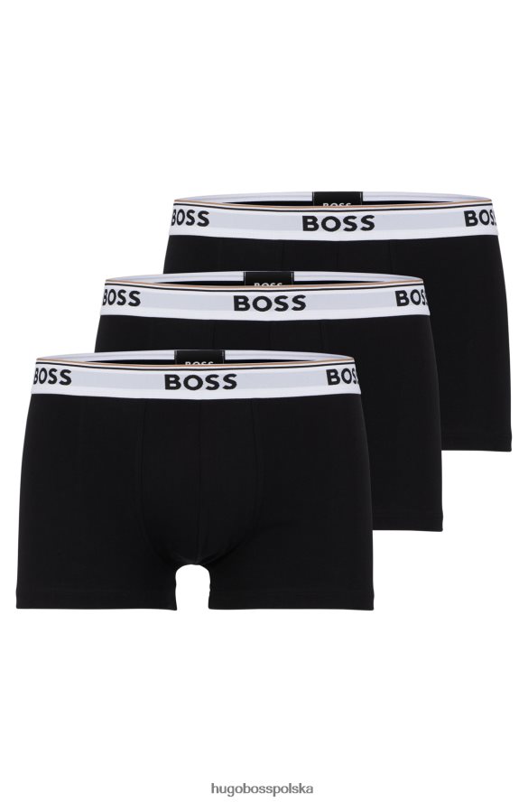 Hugo Boss trzypak bokserek ze stretchu bawełnianego z logo w pasie hugo czarne czarny R0X0H62119