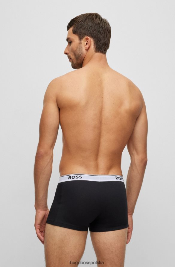 Hugo Boss trzypak bokserek ze stretchu bawełnianego z logo w pasie hugo czarne czarny R0X0H62119