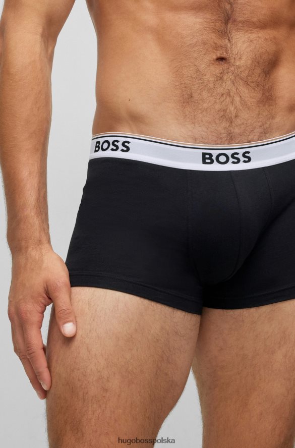 Hugo Boss trzypak bokserek ze stretchu bawełnianego z logo w pasie hugo czarne czarny R0X0H62119