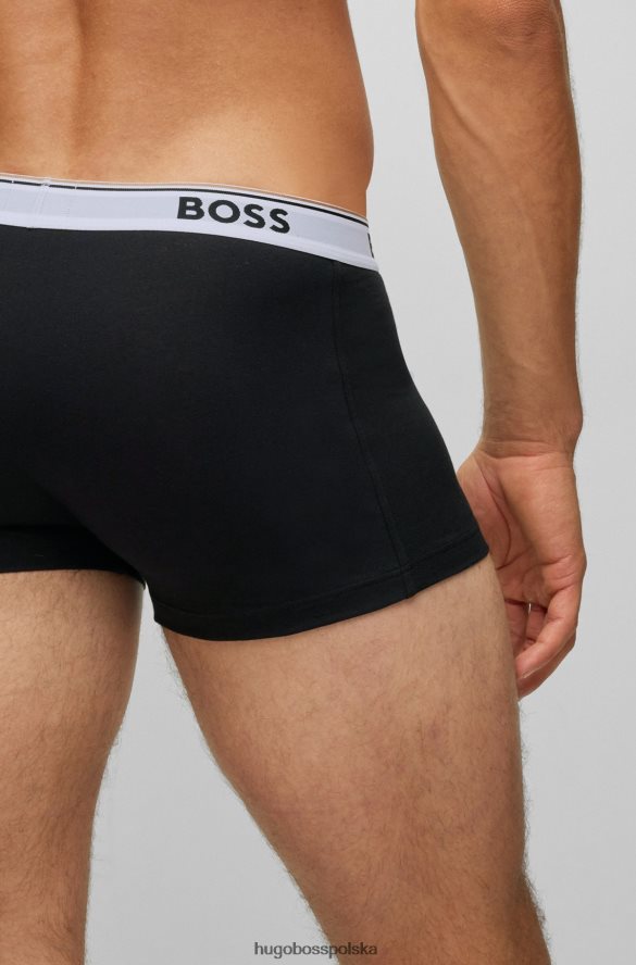 Hugo Boss trzypak bokserek ze stretchu bawełnianego z logo w pasie hugo czarne czarny R0X0H62119