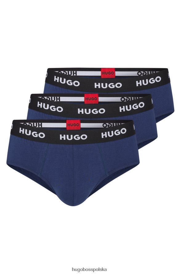 Hugo Boss trzypak fig z elastycznej bawełny ze ściągaczem w pasie z logo, ciemnoniebieskie hugo ciemny niebieski R0X0H63012