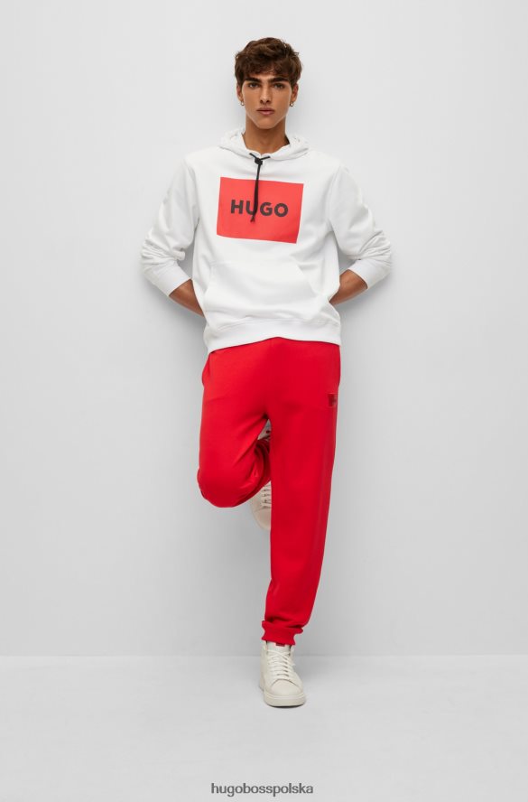 Hugo Boss Biała bluza z kapturem Hugo z nadrukiem logo, wykonana z materiału frotté biały R0X0H64208