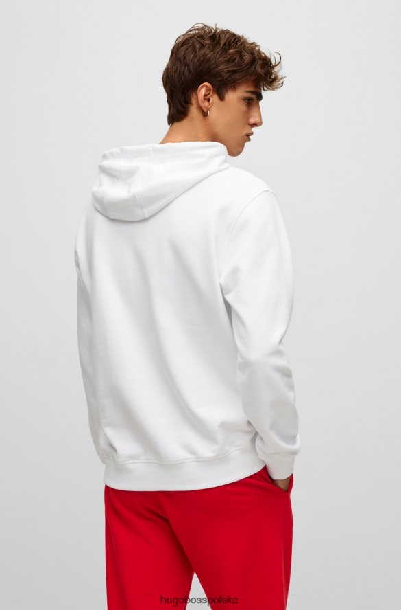 Hugo Boss Biała bluza z kapturem Hugo z nadrukiem logo, wykonana z materiału frotté biały R0X0H64208