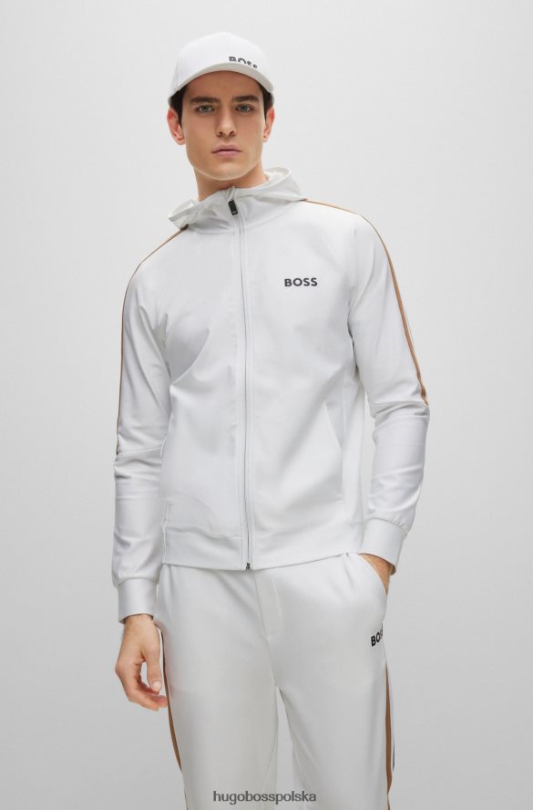 Hugo Boss Biała, zapinana na zamek bluza hugo z aktywnego elastycznego dżerseju z logo biały R0X0H63561