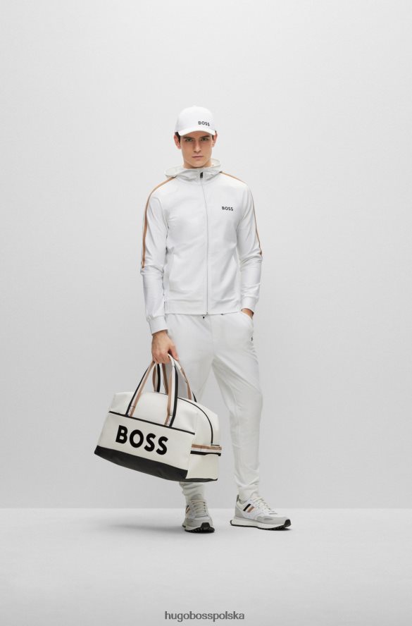 Hugo Boss Biała, zapinana na zamek bluza hugo z aktywnego elastycznego dżerseju z logo biały R0X0H63561