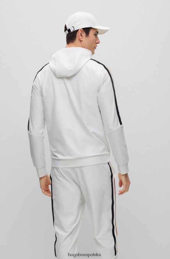 Hugo Boss Biała, zapinana na zamek bluza hugo z aktywnego elastycznego dżerseju z logo biały R0X0H63561