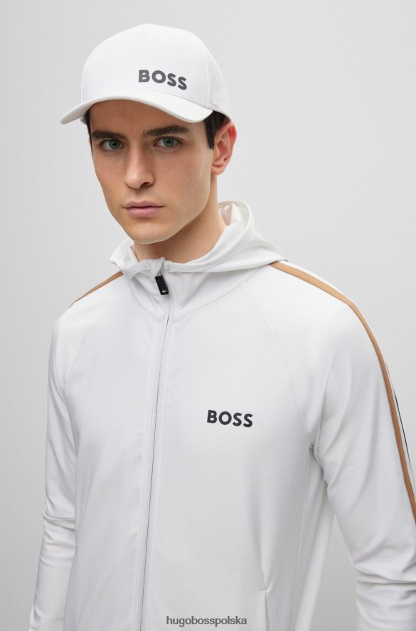 Hugo Boss Biała, zapinana na zamek bluza hugo z aktywnego elastycznego dżerseju z logo biały R0X0H63561