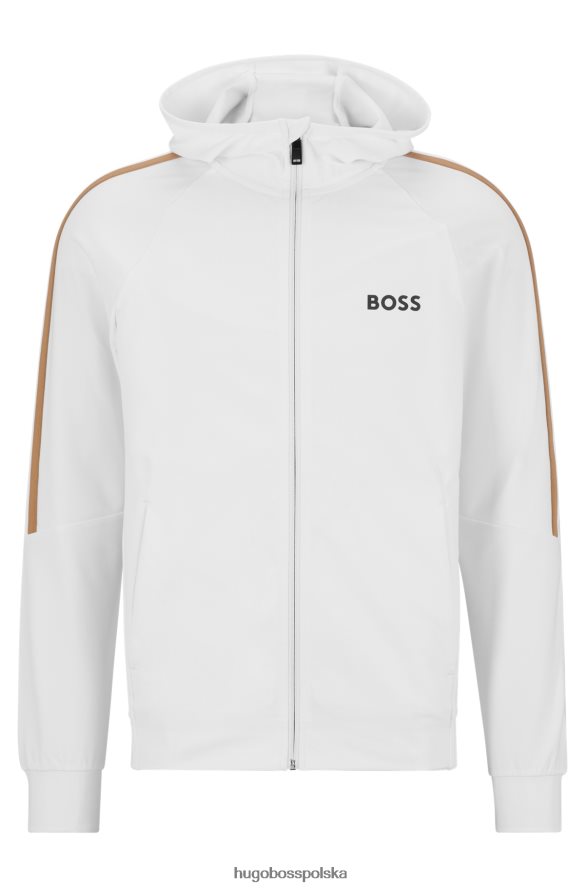 Hugo Boss Biała, zapinana na zamek bluza hugo z aktywnego elastycznego dżerseju z logo biały R0X0H63561