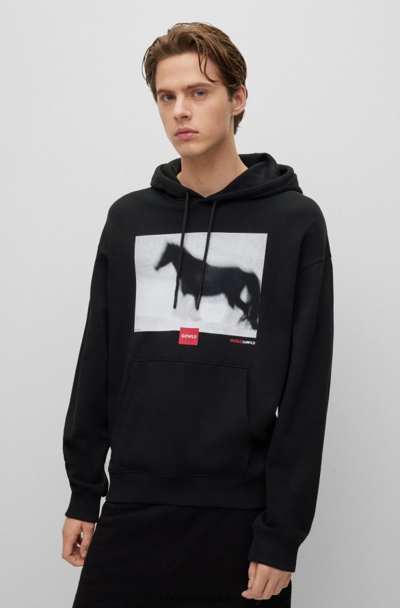 Hugo Boss Bluza o swobodnym kroju z grafiką konia i czarnym logo hugo czarny R0X0H64422