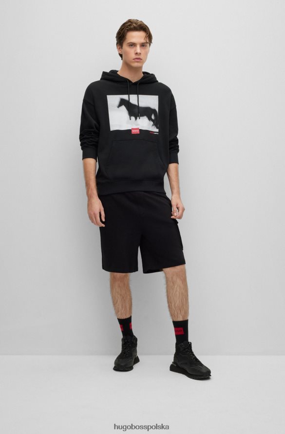 Hugo Boss Bluza o swobodnym kroju z grafiką konia i czarnym logo hugo czarny R0X0H64422