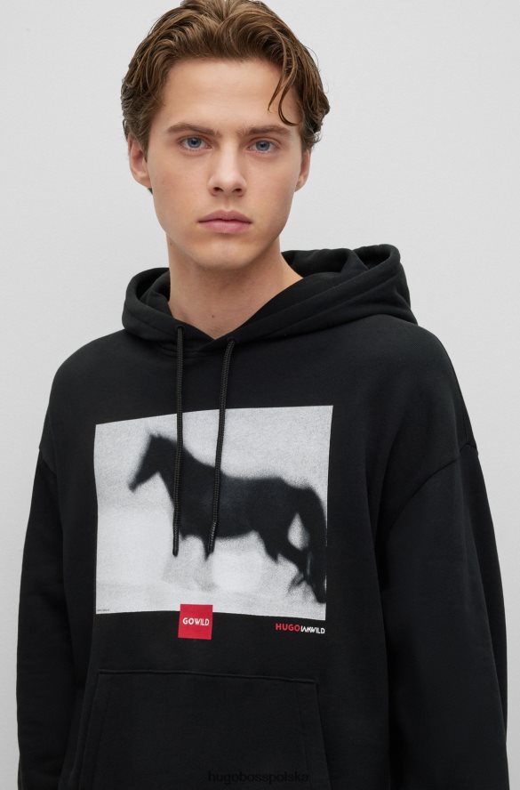 Hugo Boss Bluza o swobodnym kroju z grafiką konia i czarnym logo hugo czarny R0X0H64422