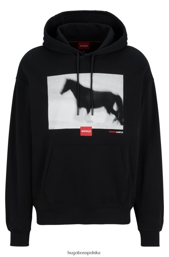 Hugo Boss Bluza o swobodnym kroju z grafiką konia i czarnym logo hugo czarny R0X0H64422