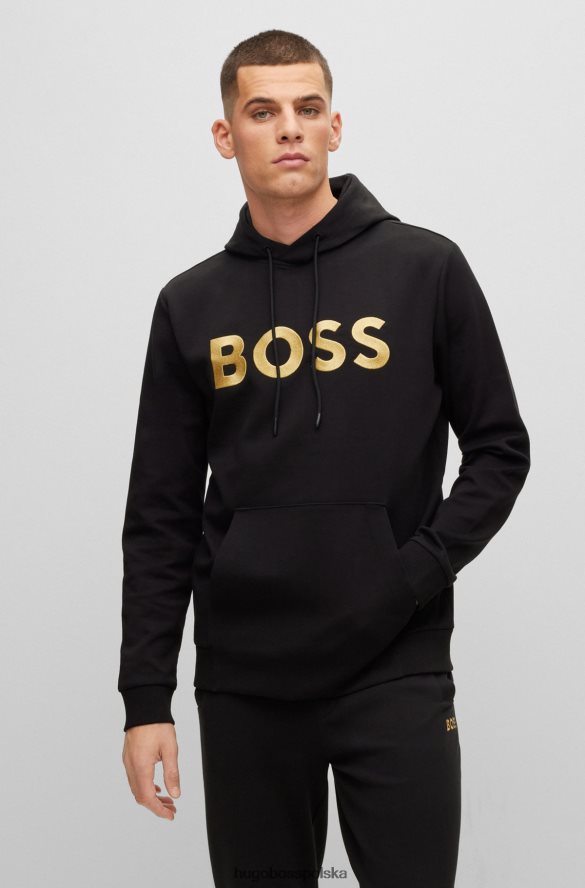 Hugo Boss Bluza z kapturem hugo o swobodnym kroju, z mieszanki bawełny, z kontrastowym logo w kolorze czarnym czarny R0X0H63594