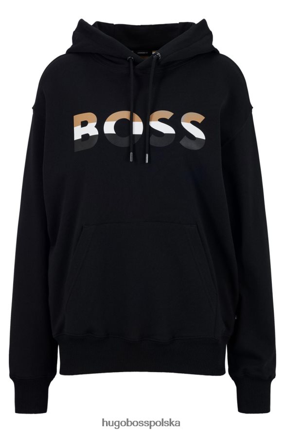Hugo Boss Bluza z kapturem unisex econy 50491404 czarna czarny biały R0X0H661