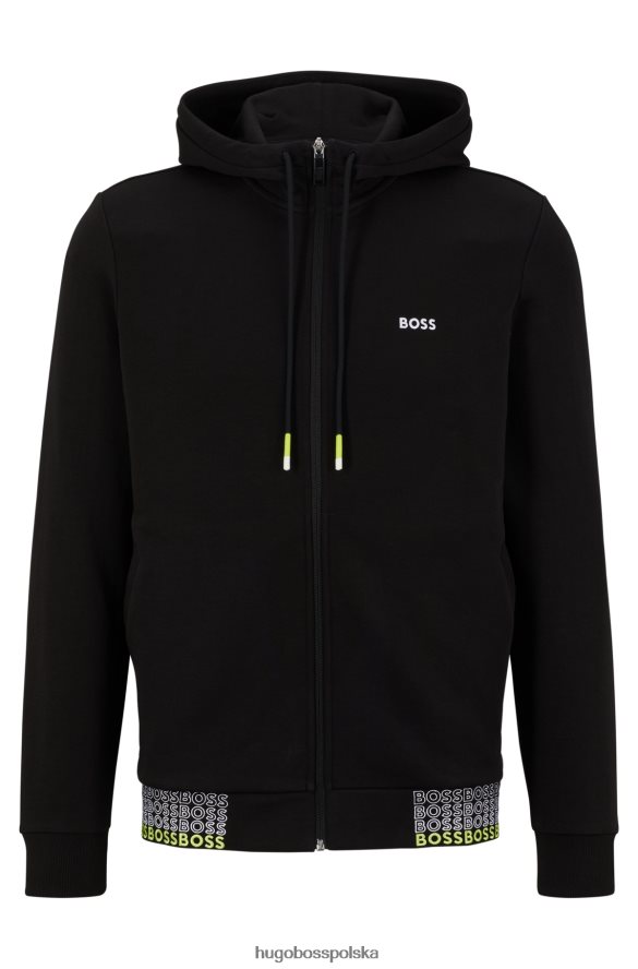 Hugo Boss Czarna, zapinana na zamek bluza Hugo z wielobarwnymi logo czarny R0X0H63960
