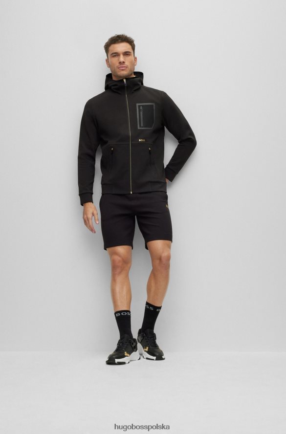 Hugo Boss Czarna, zapinana na zamek bluza z kontrastowym logo hugo i perforowanymi detalami czarny R0X0H62110