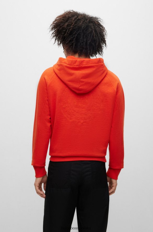 Hugo Boss Czerwona bluza z kapturem hugo z mieszanki bawełny i haftowanymi logo czerwony R0X0H63567