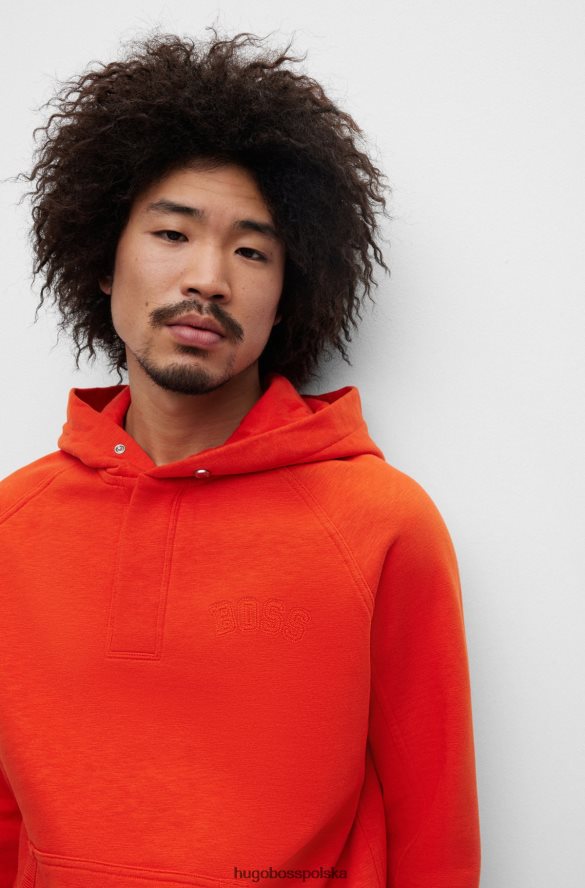 Hugo Boss Czerwona bluza z kapturem hugo z mieszanki bawełny i haftowanymi logo czerwony R0X0H63567