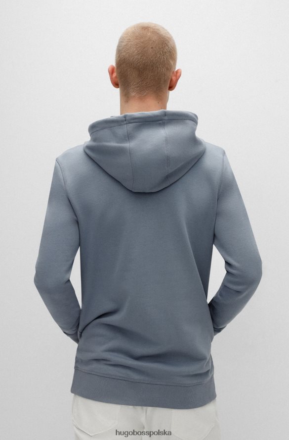 Hugo Boss Niebieska bluza z kapturem Hugo z nadrukiem logo, wykonana z materiału frotté niebieski R0X0H64209