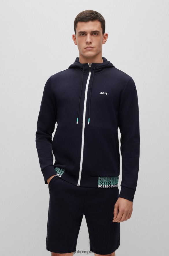 Hugo Boss Zapinana na zamek bluza z wielobarwnym logo Hugo w kolorze granatowym ciemny niebieski R0X0H63959