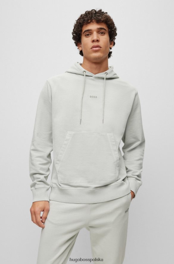 Hugo Boss barwiona bawełniana bluza z kapturem z tonalnym jasnoszarym logo hugo jasnoszary R0X0H61680