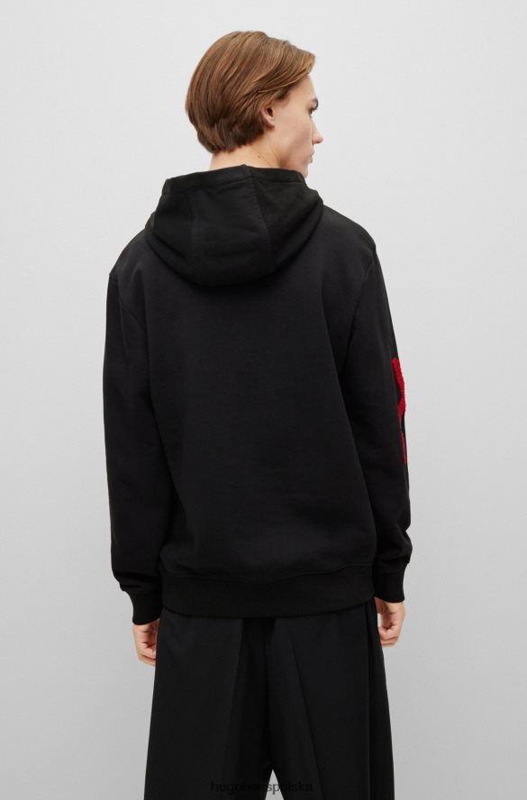 Hugo Boss bawełniana bluza z kapturem z dużym haftem z logo Hugo w kolorze czarnym czarny R0X0H62854